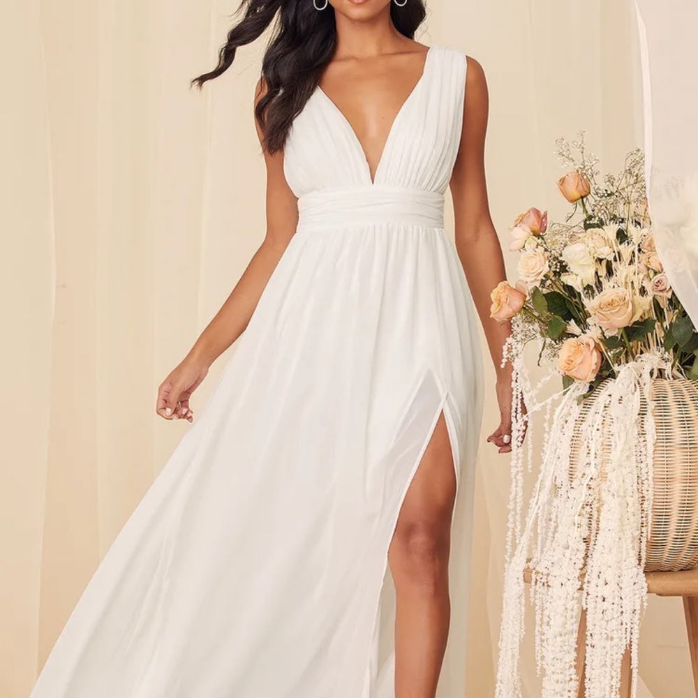 Formal, white, maxi dress.